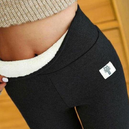 Winter Thickened Warm Leggings Fleece Lined High Waist Women's Leggings